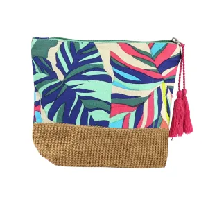 Tropical Leaf Print Pouch with Tassels | Multicolour