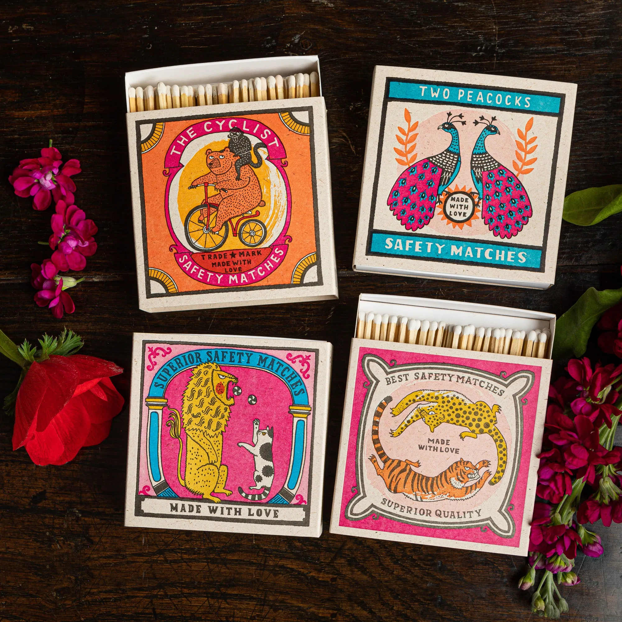 Two Peacocks Square Match Box