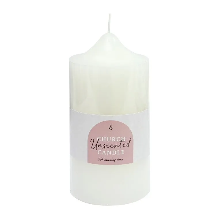 Unscented Church Candle, White, 7.5 x 15cm