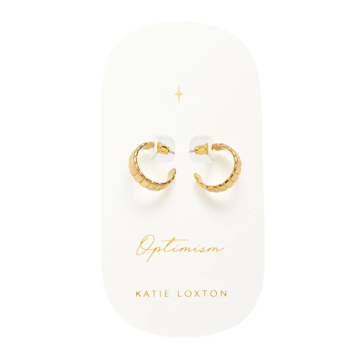 Waterproof 'Optimism' Amulet Hoop Earrings | Gold Plated