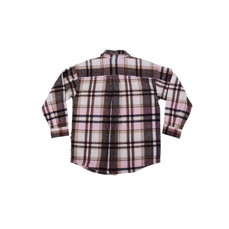 Woven Check Shacket, Rose, Size L